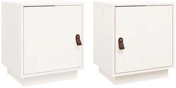 vidaXL 2 Stk. Weiß 40x34x45 cm Massivholz Kiefer (818278)