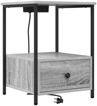 vidaXL mit Ladestation Grau Sonoma Holzwerkstoff (859436)