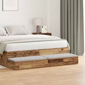 vidaXL Bettschubladen Altholz 140 x 36.5 x 16.5 cm Holzwerkstoff (866953)