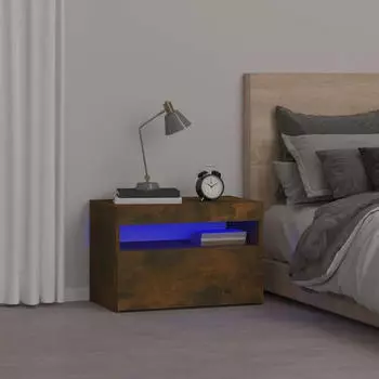 vidaXL mit LED-Leuchten Räuchereiche 60x35x40 cm (3152826)