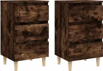 vidaXL 2 Stk. Massivholz-Beine Räuchereiche 40x35x69 cm (813135)