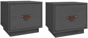 vidaXL 2 Stk. Grau 40x34x35 cm Massivholz Kiefer (818290)