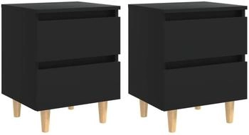 vidaXL 2 Stk. mit Kiefernholz-Beinen Schwarz 40x35x50 cm (805854)