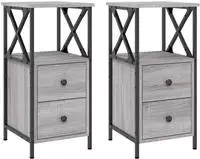 vidaXL Nachttische 2 Stk. Grau Sonoma 34x35,5x70 cm Holzwerkstoff