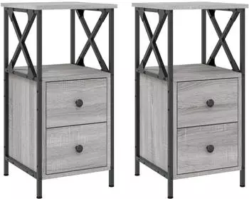 vidaXL 2 Stk. Grau Sonoma 34x35,5x70 cm Holzwerkstoff (825950)