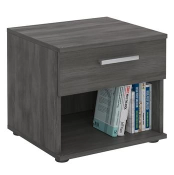 Caro M&ouml;bel Nachttisch MARY esche grau 42 x 38 x 30 cm mit Schublade und offenem Fach