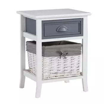 Caro Möbel Nachttisch FLORENZ in weiß Shabby Chic Vintage Look mit Schublade und Korb