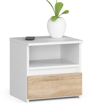 Akord Furniture Factory Nachttisch CL1 Weiß Schublade Front Sonoma-Eiche B40 x H40 x T35 cm