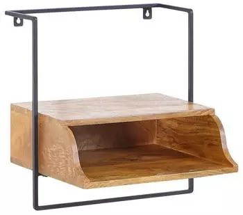 Wohnling für Wandmontage 44x45x35 cm Nachttisch Mango Massivholz mit Ablage Wandboard Schwebend für Boxspringbett Wandkonsole Nachtkästchen Hängend