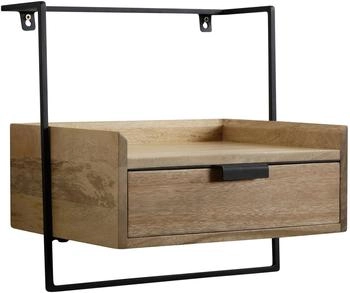 Finebuy Nachttisch 44x45x35 cm Massivholz Hängend Boxspringbett