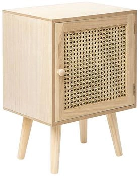 Beliani Nachttisch Helles Holz aus Rattan Schranktür mit 2 Fächern für Schlafzimmer Boho Modern Natur Rustikal