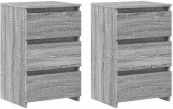 vidaXL Nachttische 2 Stk. Grau Sonoma 40x35x62,5 cm Holzwerkstoff (815174)