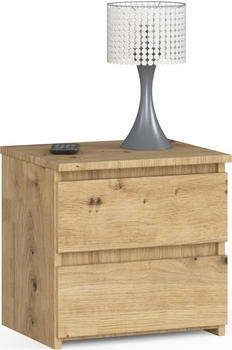 Akord Furniture Factory Nachttisch in minimalistischer Optik mit 2 Schubladen B40 x H40 x T35 cm Farbe: Hellbraun