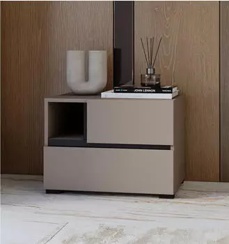 INOSIGN "Cross moderner griffloser " braun (congo) B:55cm H:40cm T:40cm FSC-zertifizierter Holzwerkstoff Melamin Sideboards Nachttisch mit 2 Schubladen (3