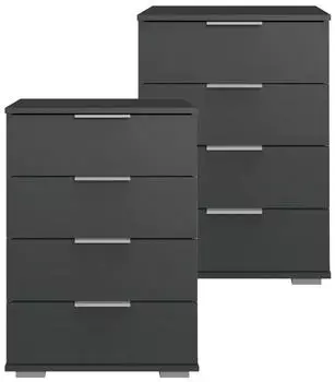 Lomado Schlafzimmer Nachttisch 2er Set auch für Boxspringbett geeignet in graphit ELSTRA-43 B/H/T ca. 52/74/38 cm