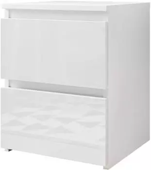 Mirjan24 Nachttisch Malwa M2 Stilvoll mit 2 Schubladen Schlafzimmer Modern Kollektion (Farbe: Weiß / Weiß Hochglanz)