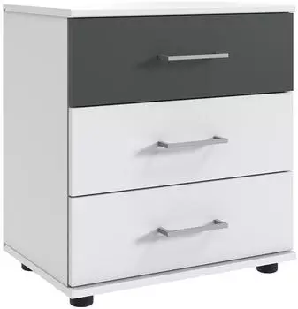 Lomado Nachttisch 52 cm breit modern in weiß mit graphit TREVISO-43