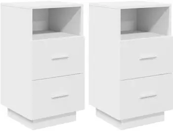 vidaXL 2 Stk. mit 2 Schubladen Weiß 36x36x68 cm (858579)