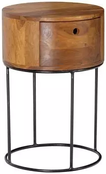 Finebuy Nachttisch Boxspringbett Holz Massiv 60 cm Schublade Rund