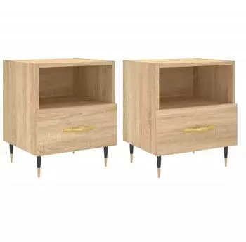 vidaXL Nachttische 2 Stk. Sonoma-Eiche 40x35x47,5 cm Holzwerkstoff (827395)