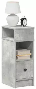 vidaXL Nachttische 2 Stk. mit Schublade Betongrau 25x31x66 cm (858621)