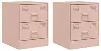 vidaXL Nachttische 2 Stk. Rosa 34,5x39x44 cm Stahl