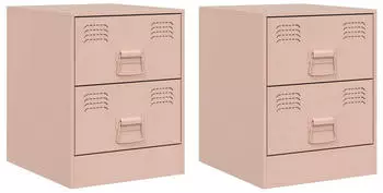 vidaXL Nachttische 2 Stk. 34,5x39x44 cm Stahl (841622) rosa