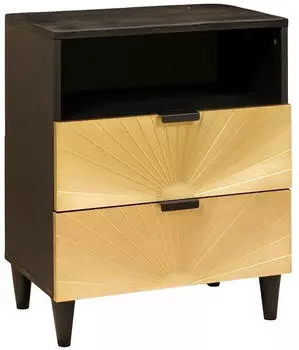vidaXL Nachttisch und 50x33x60 cm massives Mangoholz (4017838) schwarz gold