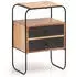 Wohnling Nachttisch Akazie Massivholz / Steinoptik 40x60x30 cm Boxspringbett Industrial Braun mit 2 Schubladen & Ablagefläche Stauraum & Metallgestell