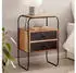 Wohnling Nachttisch Akazie Massivholz / Steinoptik 40x60x30 cm Boxspringbett Industrial Braun mit 2 Schubladen & Ablagefläche Stauraum & Metallgestell