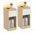 Vasagle Nachttisch 2er-Set LED-Beleuchtung USB-A/USB-C Schublade mandelgelb-wolkenweiß (LET710Y01)