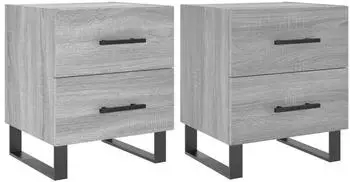 vidaXL Nachttisch 2er-Set Grau Sonoma 40x35x47,5cm Holzwerkstoff