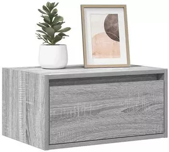 vidaXL Wand-Nachttische mit LED-Leuchten 2 Stk. Grau Sonoma (860222)