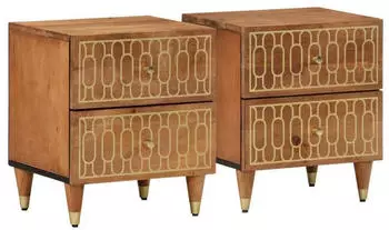 vidaXL Nachttische 2 Stk. Massivholz Mango 40x33x46 cm (358283)