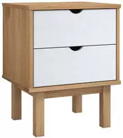 Vidaxl Bedside Cabinet "otta" Brown&white 45x39x57cm Solid Wood Pine