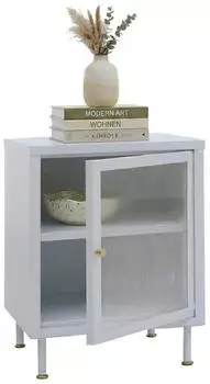 MCW Nachttisch MCW-O87 Industrial Schilfglas 55x41x41cm, wei&szlig; (100481)