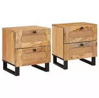 vidaXL Nachttisch 2 pcs Natur 40 x 33 x 46 cm Massivholz Mango