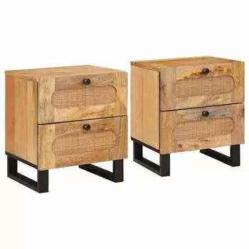 vidaXL Nachttisch 2er-Set Massivholz Mango 40x33x46cm (4018043)
