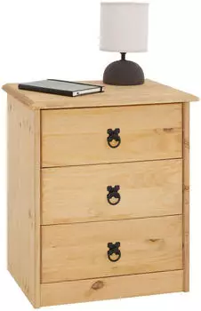 Caro M&ouml;bel Barrio Nachttisch Kiefer Massivholz Landhausstil 3 Schubladen (94540)