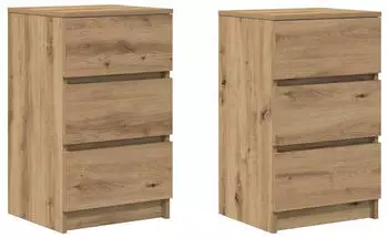 vidaXL Nachttisch mit 3 Schubladen, Artisan-Eiche, 39x35x65cm, 2er-Set (861354)
