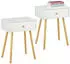 Relaxdays Nachttisch Marmoroptik & Holzoptik, Schublade, 55x40x32cm, 2er Set (10051175_303)