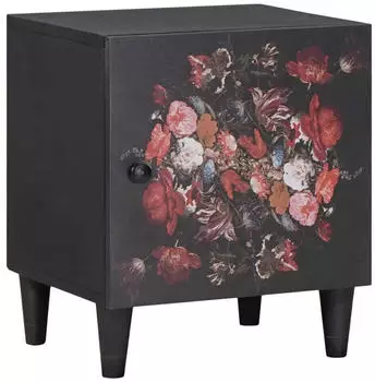 vidaXL Nachttisch mit T&uuml;r Schwarz 40x33x46cm Massivholz Mango