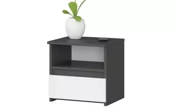 Akord Furniture Factory Nachttisch CL1 mit Schublade, grafitgrau/weiß, 40x40x35cm (CL1)