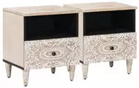 Bettkasten 2 Pcs Wei&szlig; 40 X 33 X 46 Cm Massivholz Mango Vidaxl