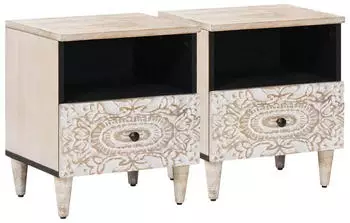 vidaXL Nachttisch 2 Stk. Massives Mangoholz 40x33x46cm