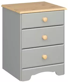 ebuy24 Nilon Nachttisch 3 Schubladen Kiefer Grau/Gold (04-44284)