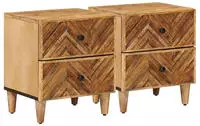 Vidaxl Bedside Table 2 Pcs Brown 40 X 33.5 X 46 Cm Solid Mango Wood