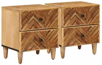 vidaXL Nachttisch mit Schublade 2er-Set Mangoholz Braun 40x33,5x46cm (4018915)