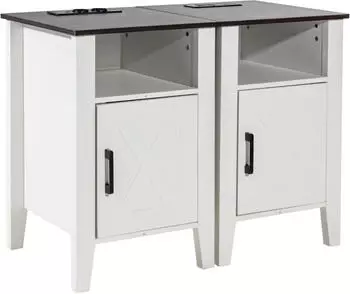 VEVOR Beistelltisch Quadratisch 3-stufig mit USB-Anschl&uuml;ssen & LED-Leuchten, 2-tlg.
