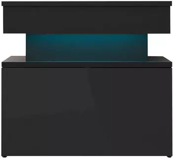 Mirjan24 Glossa 1S Nachttisch mit Schublade, blauer LED-Beleuchtung, Hochglanz